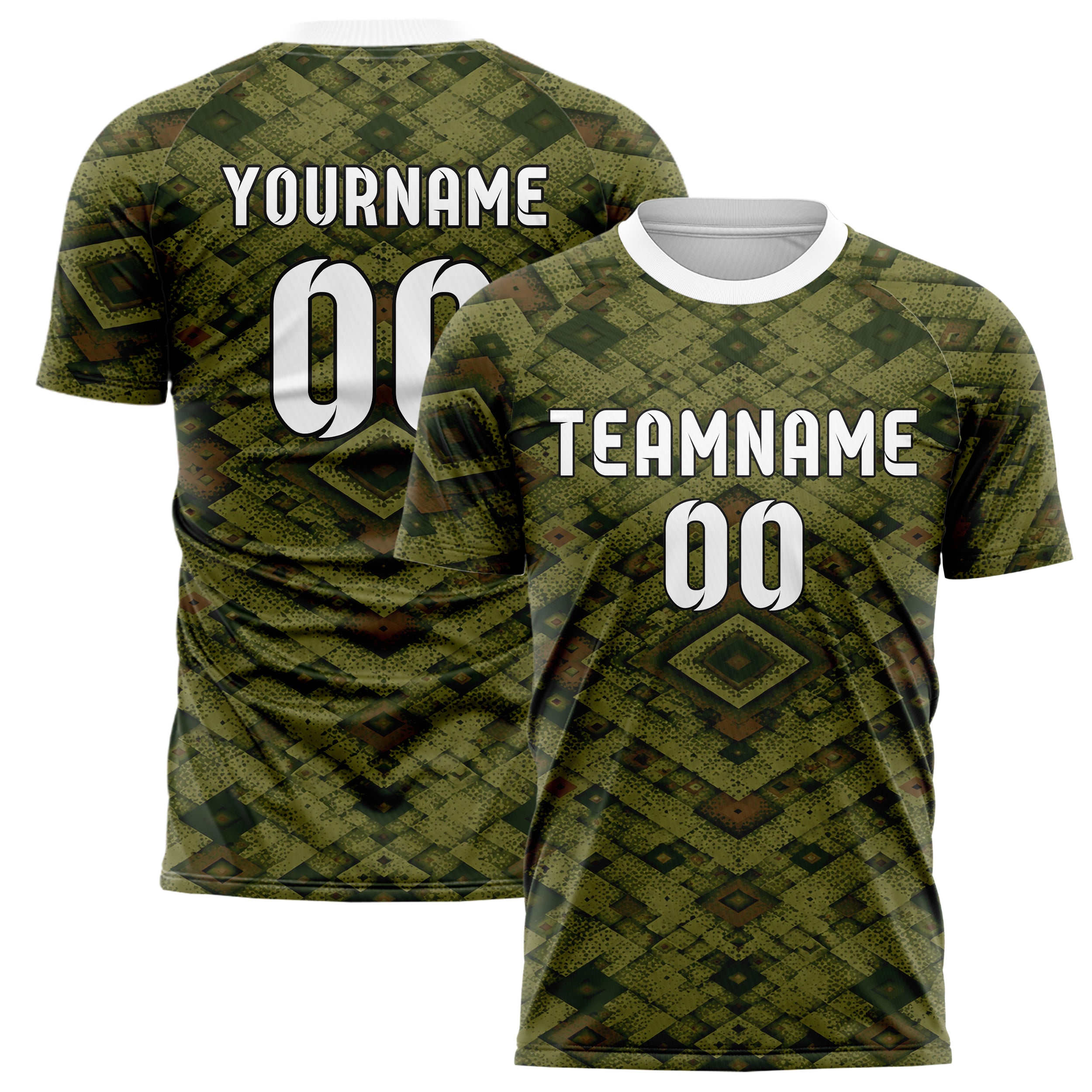 Olivgruen erdiges Rauten Layered 3D Rhombus Design 01-0155 individuelles Fußballtrikot main