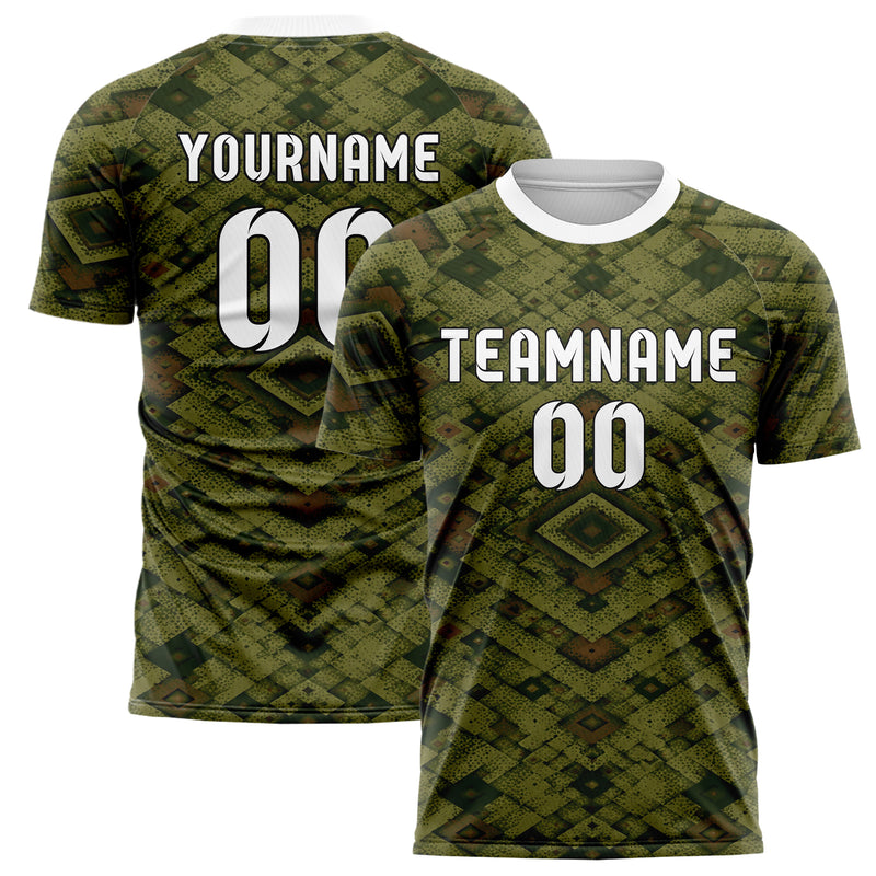 Olivgruen erdiges Rauten Layered 3D Rhombus Design 01-0155 individuelles Fußballtrikot main