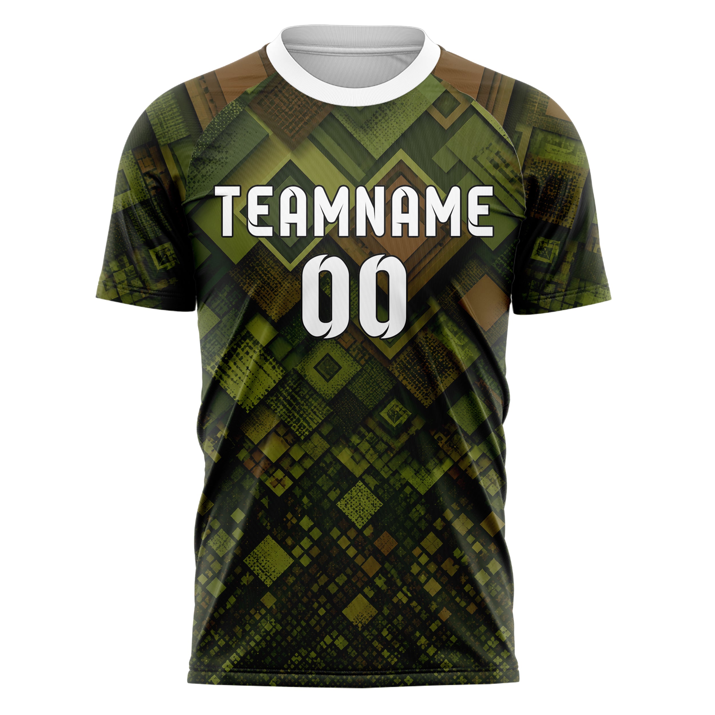 Olivgruen erdiges Rauten Layered 3D Rhombus Design 01-0179 individuelles Fußballtrikot front