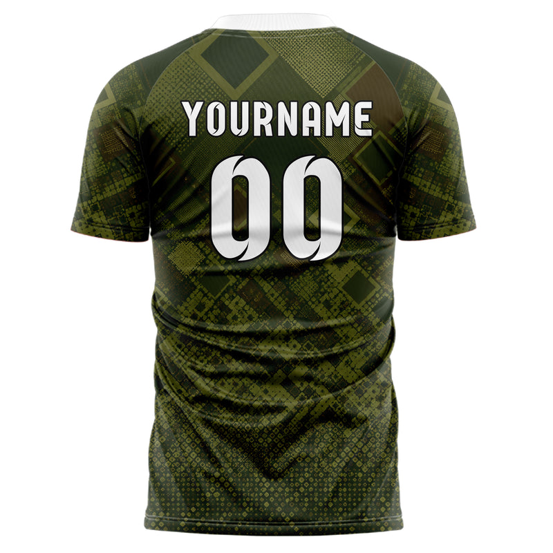 Olivgruen erdiges Rauten Micro to Macro Gradient Design 01-0116 individuelles Fußballtrikot back