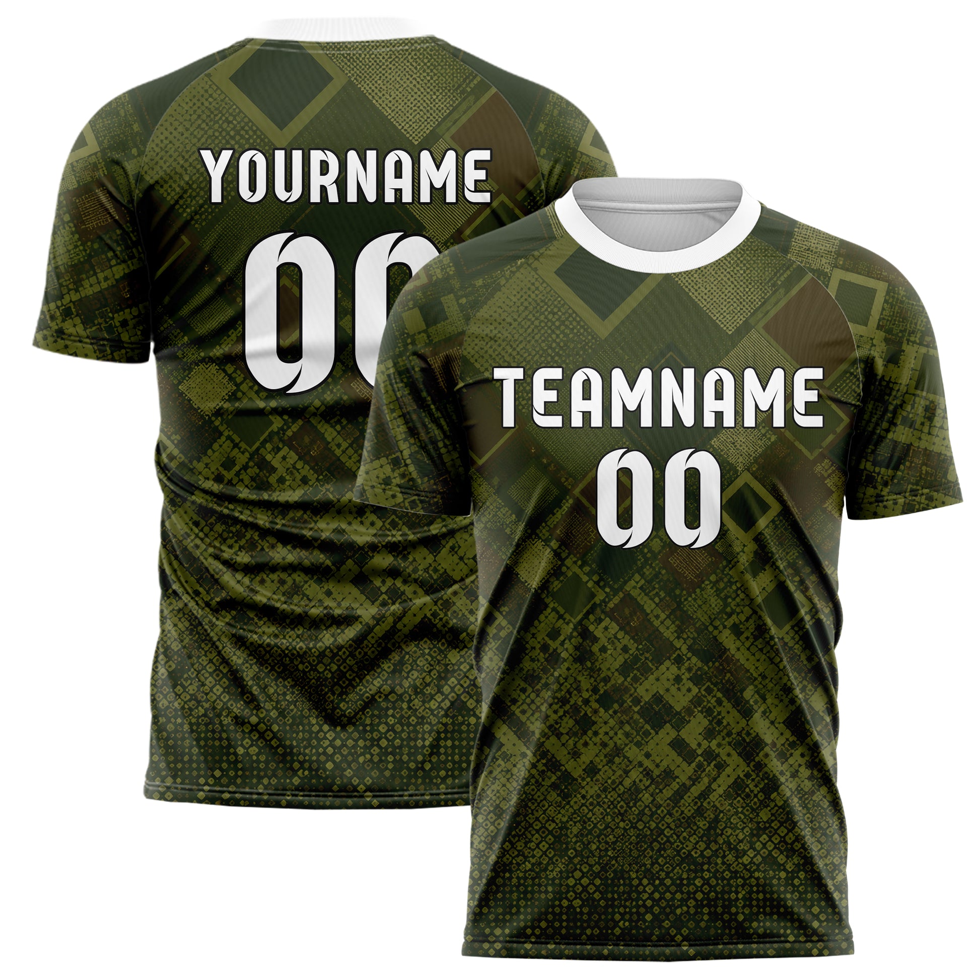 Olivgruen erdiges Rauten Micro to Macro Gradient Design 01-0116 individuelles Fußballtrikot main