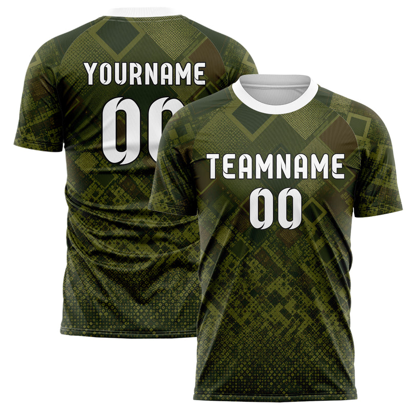 Olivgruen erdiges Rauten Micro to Macro Gradient Design 01-0116 individuelles Fußballtrikot main