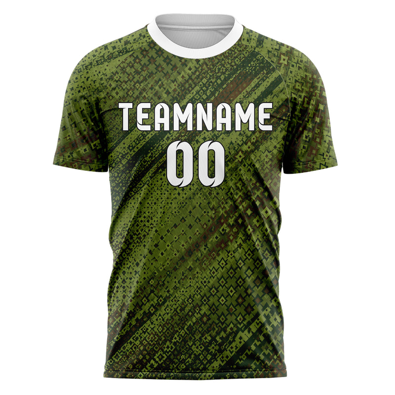 Olivgruen erdiges Rauten Micro to Macro Gradient Design 01-0380 individuelles Fußballtrikot front