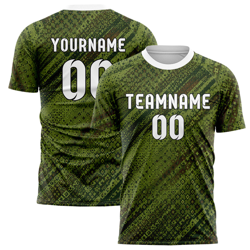 Olivgruen erdiges Rauten Micro to Macro Gradient Design 01-0380 individuelles Fußballtrikot main