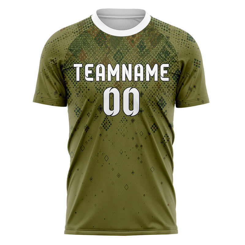 Olivgruen erdiges Rauten dichter Verlauf von oben Design 01-0224 individuelles Fußballtrikot front