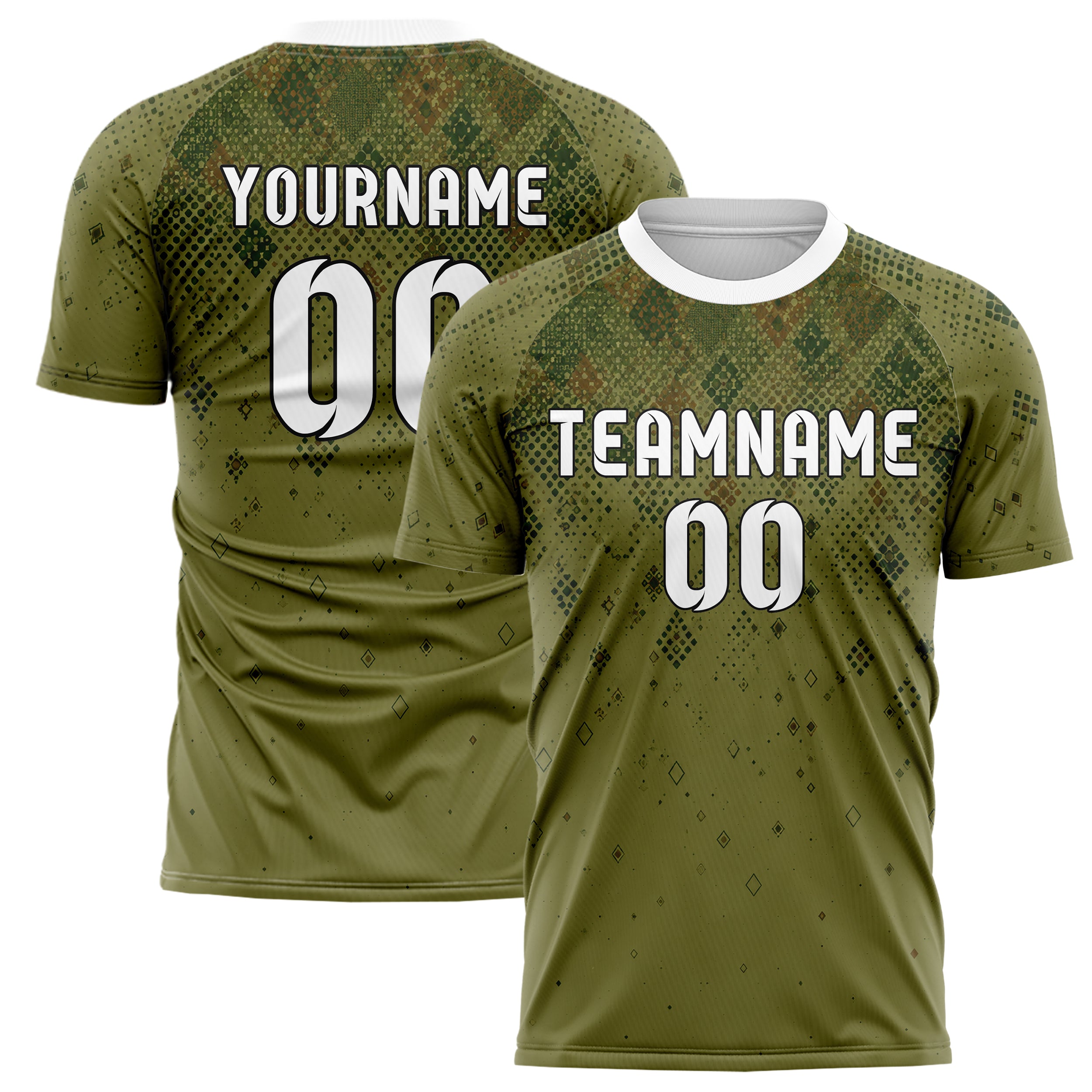 Olivgruen erdiges Rauten dichter Verlauf von oben Design 01-0224 individuelles Fußballtrikot main