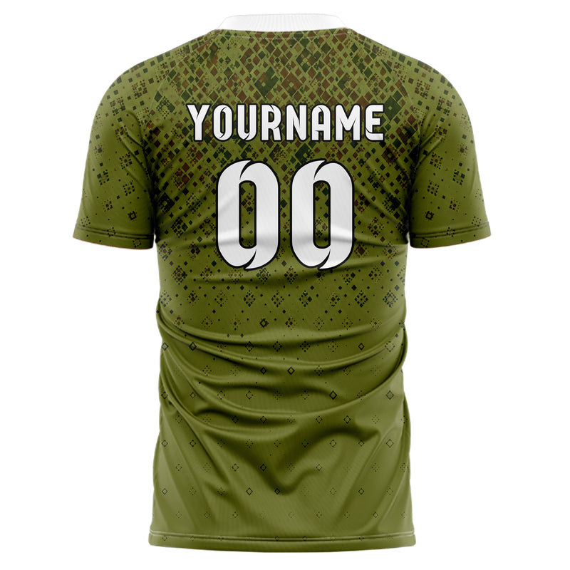 Olivgruen erdiges Rauten dichter Verlauf von oben Design 01-0368 individuelles Fußballtrikot back
