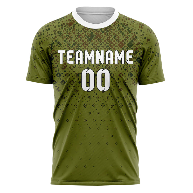 Olivgruen erdiges Rauten dichter Verlauf von oben Design 01-0368 individuelles Fußballtrikot front