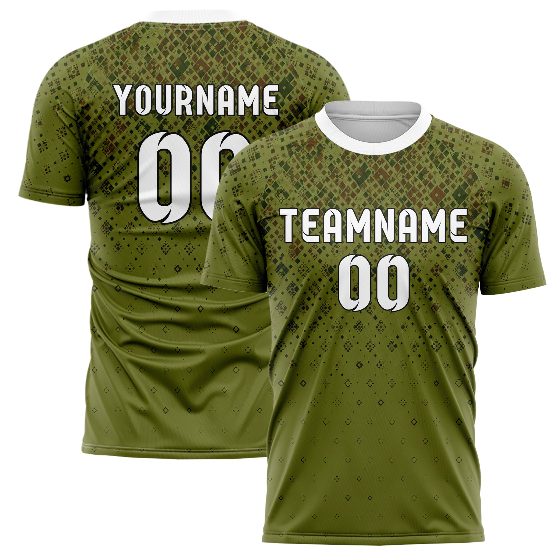 Olivgruen erdiges Rauten dichter Verlauf von oben Design 01-0368 individuelles Fußballtrikot main