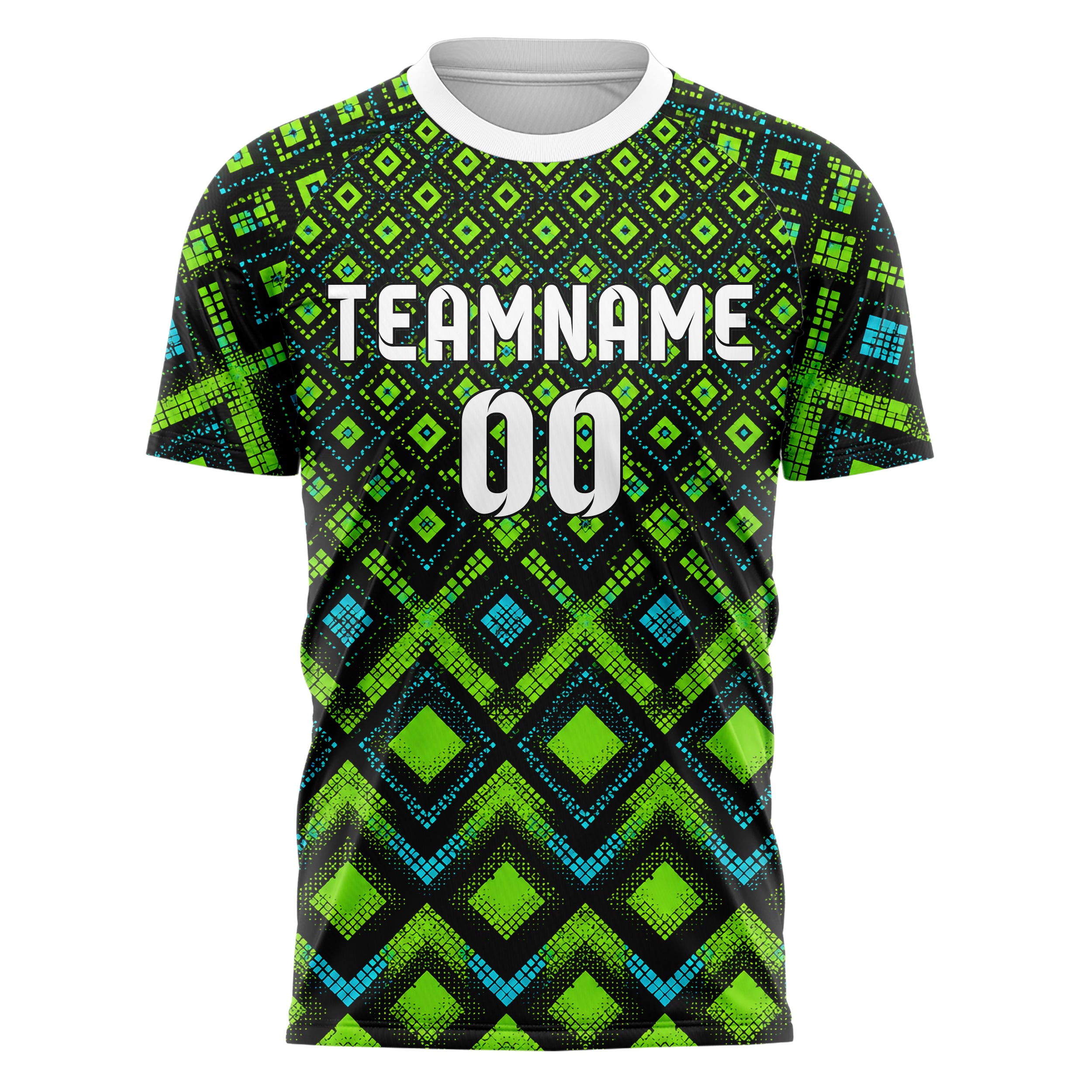 Neongruen lebendiges Rauten Square Grid Design 01-0093 individuelles Fußballtrikot front