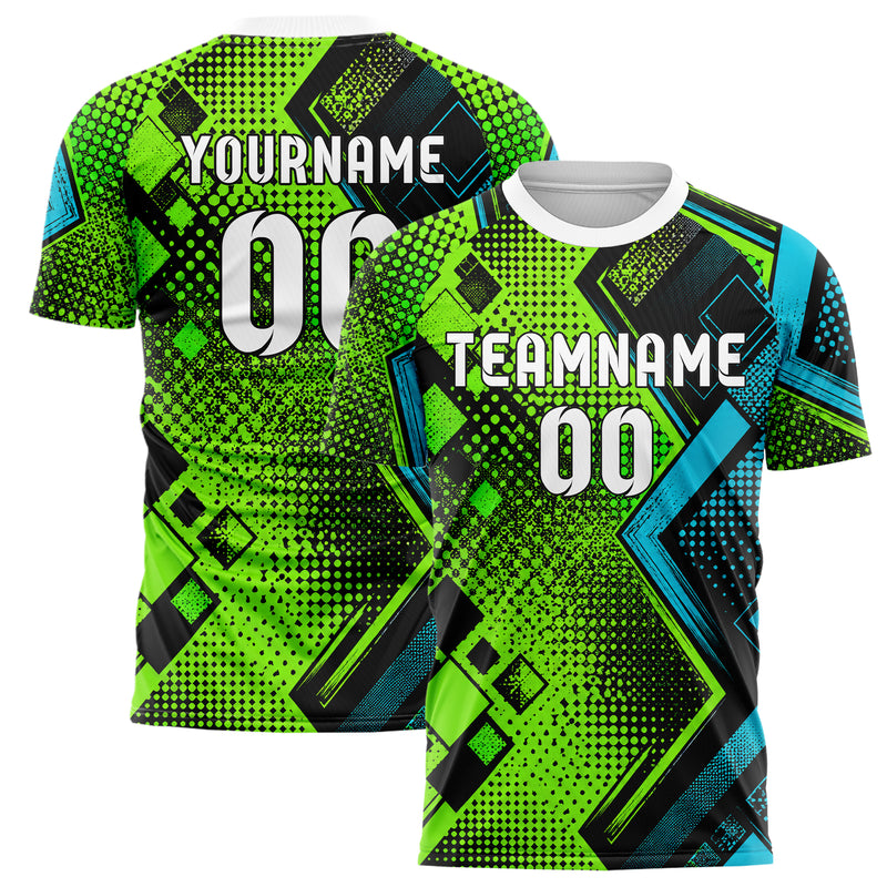 Neongruen lebendiges Rauten radialer Center Fade Design 01-0105 individuelles Fußballtrikot main