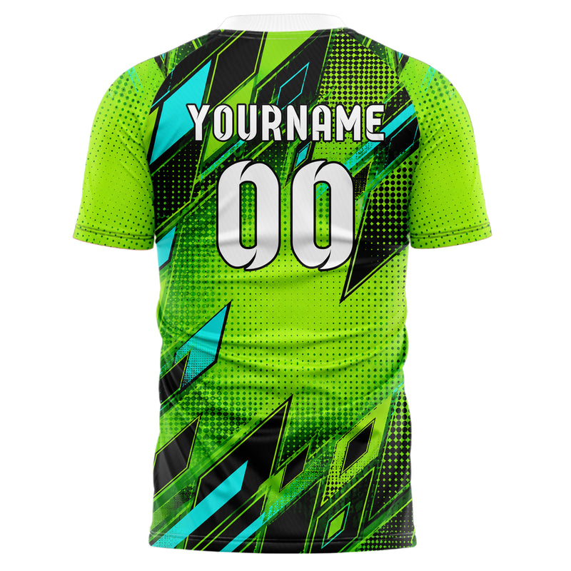 Neongruen lebendiges Rauten radialer Center Fade Design 01-0201 individuelles Fußballtrikot back