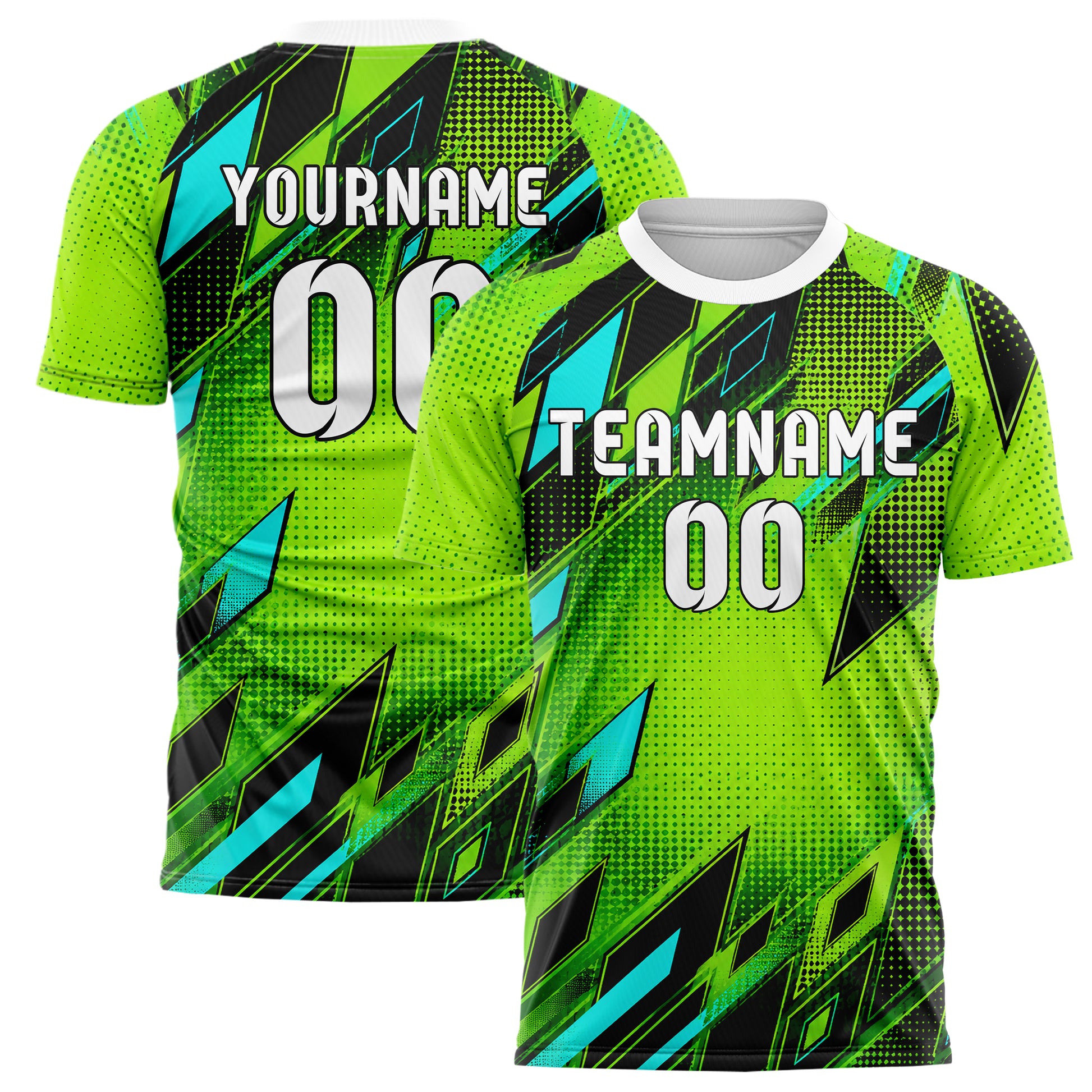 Neongruen lebendiges Rauten radialer Center Fade Design 01-0201 individuelles Fußballtrikot main