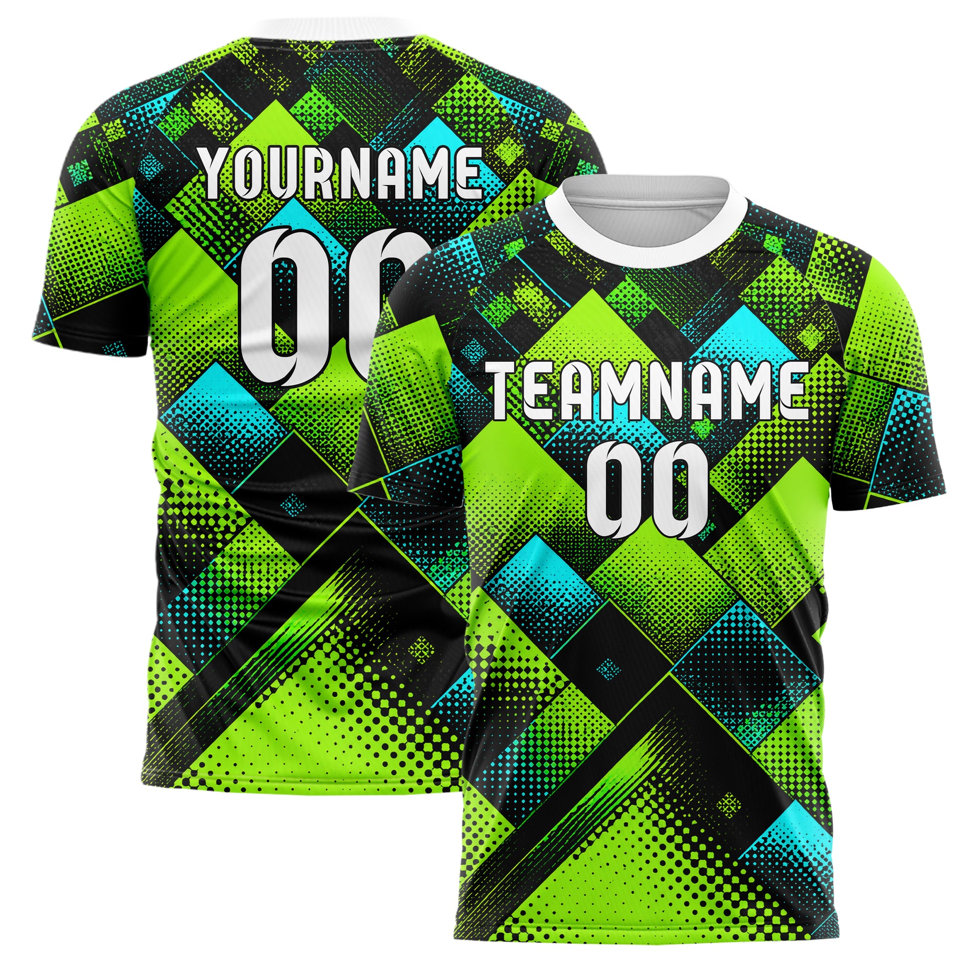 Neongruen lebendiges Rauten diagonale Tessellation Design 01-0066 individuelles Fußballtrikot main