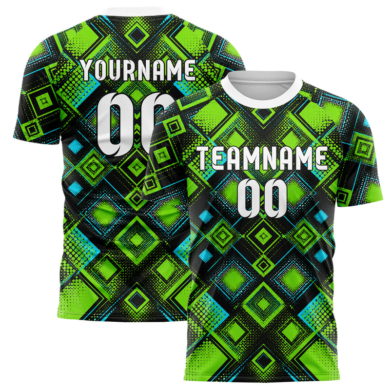 Neongruen lebendiges Rauten diagonale Tessellation Design 01-0330 individuelles Fußballtrikot main