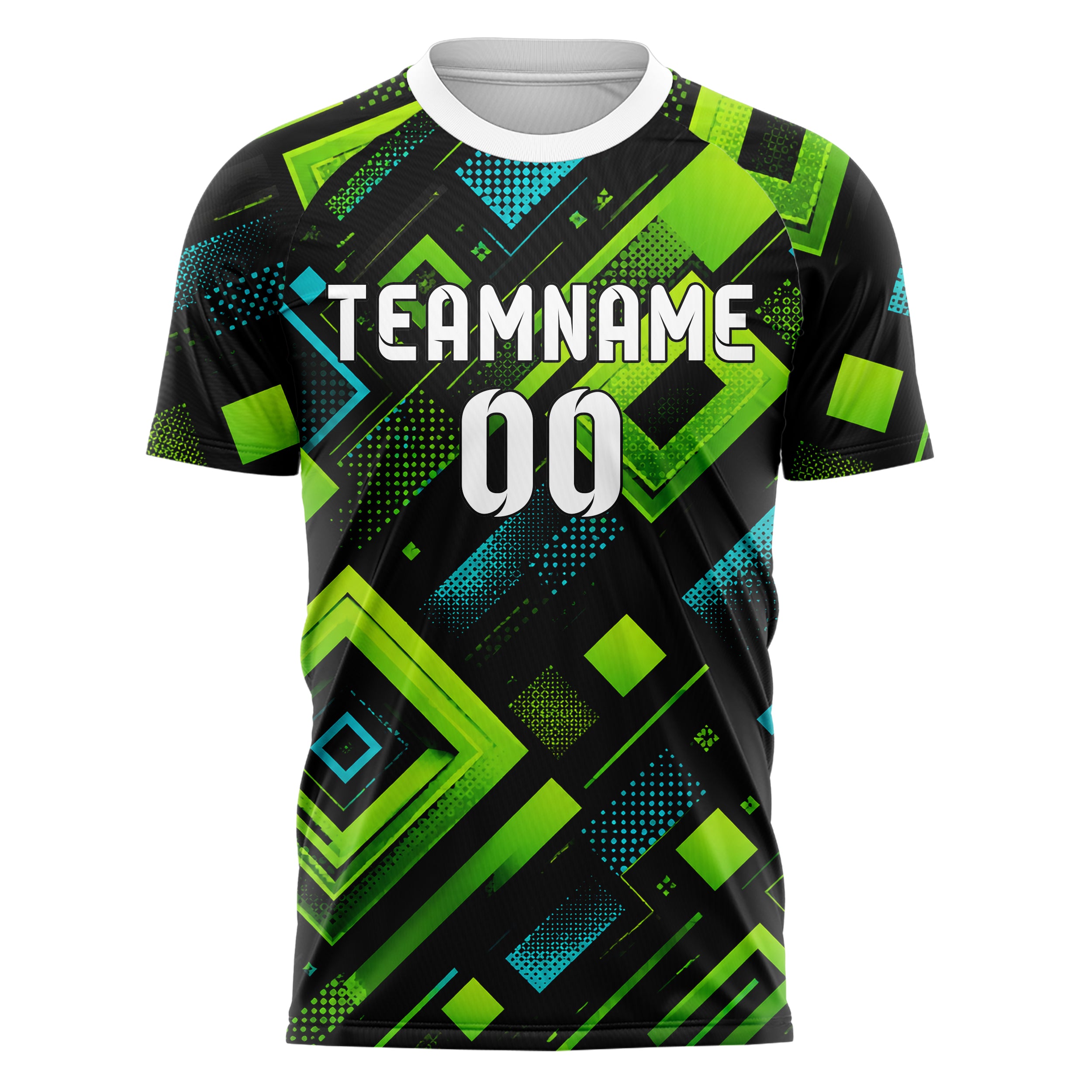 Neongruen lebendiges Rauten Layered 3D Rhombus Design 01-0099 individuelles Fußballtrikot front