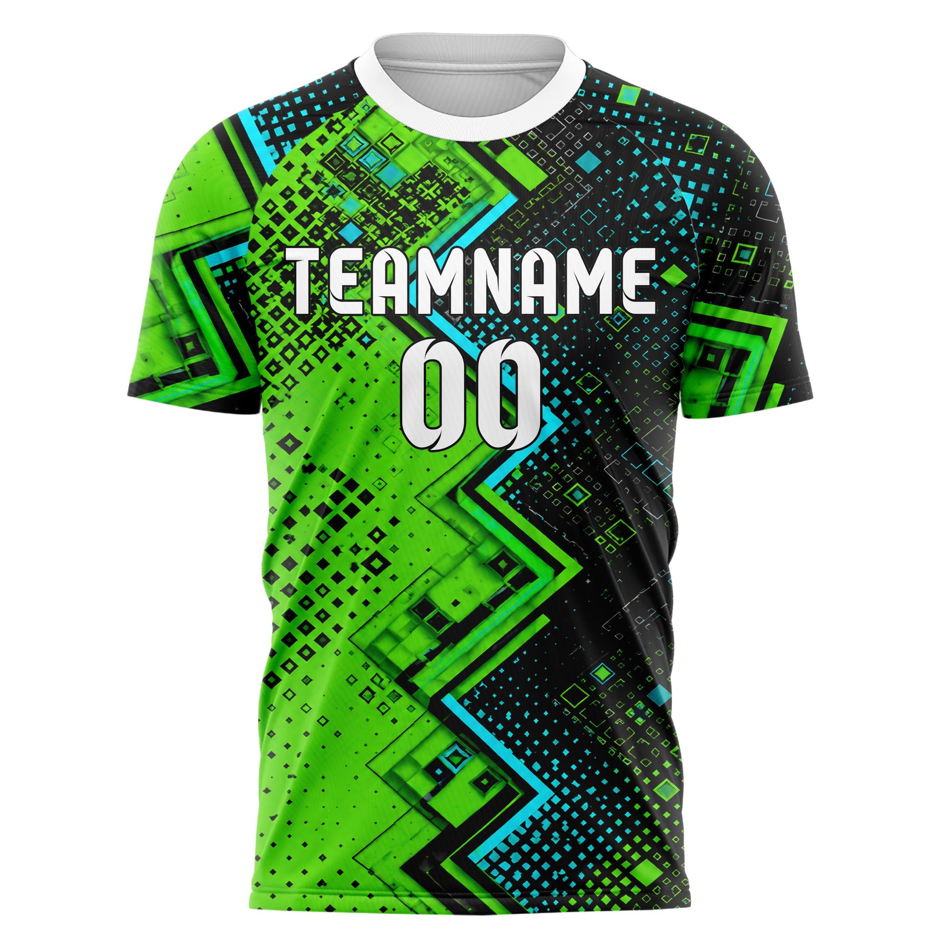 Neongruen lebendiges Rauten Layered 3D Rhombus Design 01-0363 individuelles Fußballtrikot front