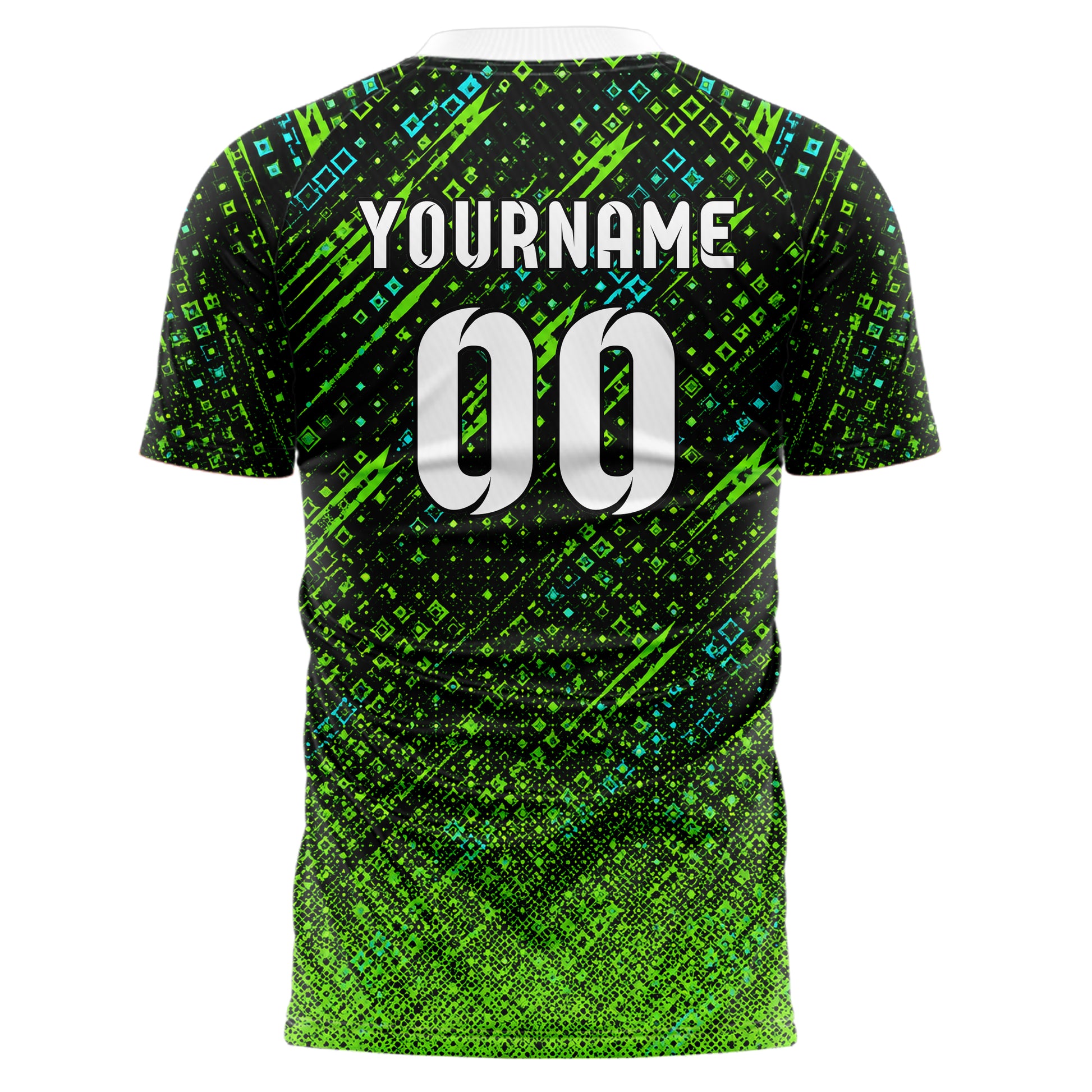 Neongruen lebendiges Rauten dichter Verlauf von oben Design 01-0240 individuelles Fußballtrikot back
