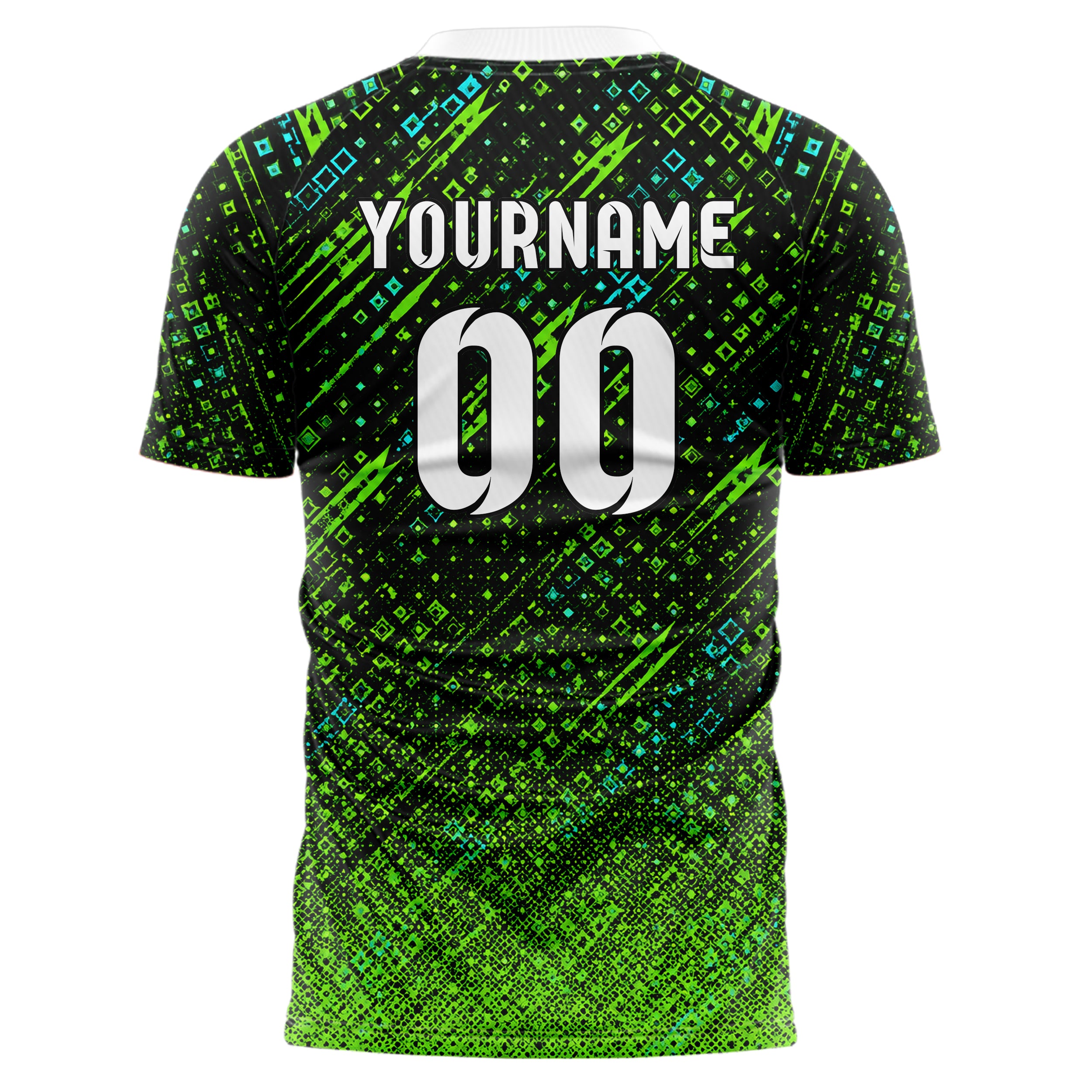 Neongruen lebendiges Rauten dichter Verlauf von oben Design 01-0240 individuelles Fußballtrikot back