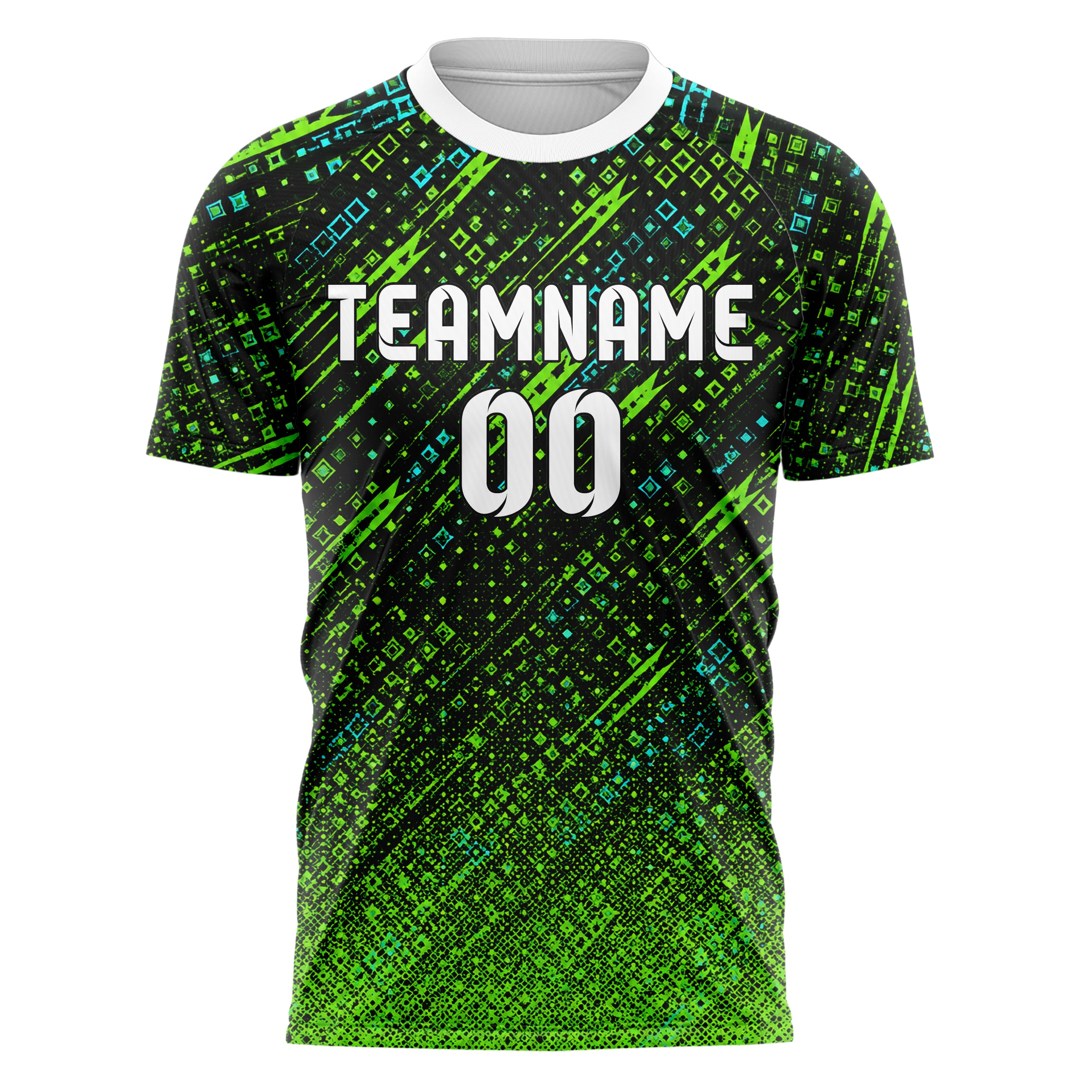 Neongruen lebendiges Rauten dichter Verlauf von oben Design 01-0240 individuelles Fußballtrikot front