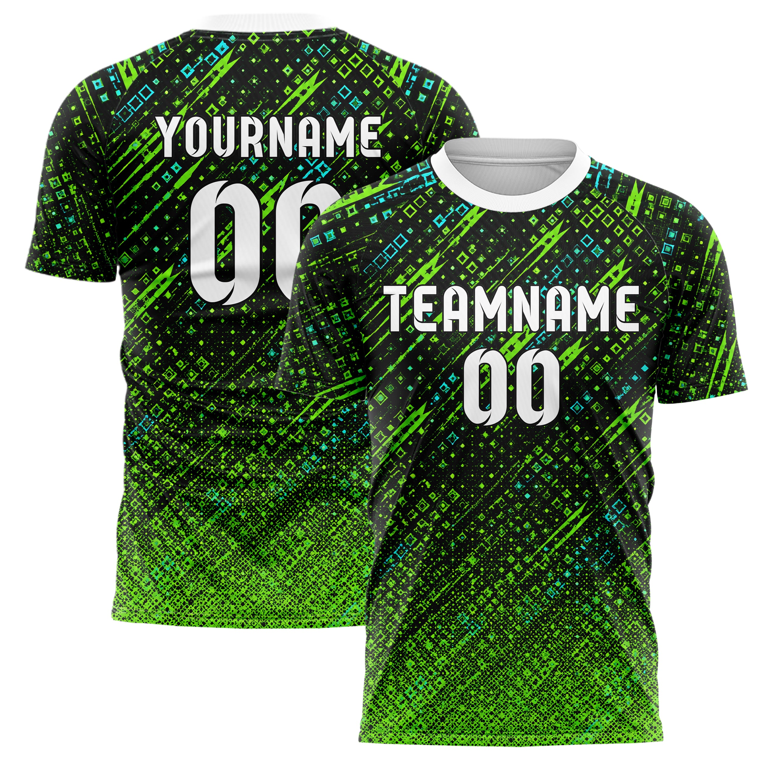 Neongruen lebendiges Rauten dichter Verlauf von oben Design 01-0240 individuelles Fußballtrikot main