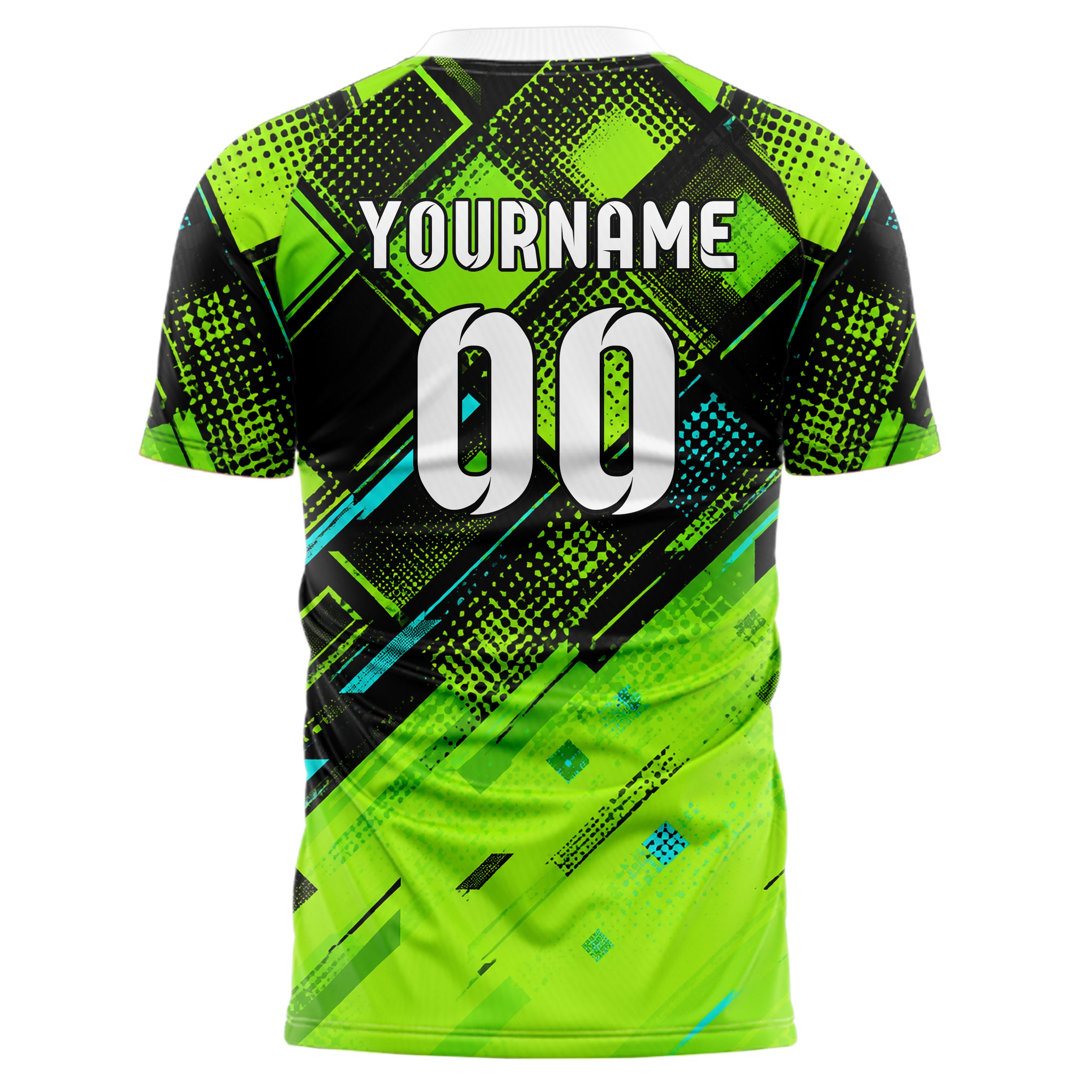 Neongruen lebendiges Rauten dichter Verlauf von oben Design 01-0288 individuelles Fußballtrikot back