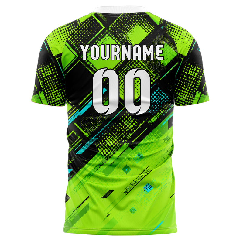 Neongruen lebendiges Rauten dichter Verlauf von oben Design 01-0288 individuelles Fußballtrikot back