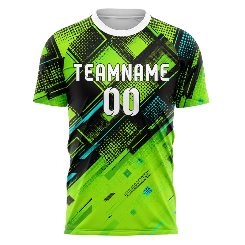 Neongruen lebendiges Rauten dichter Verlauf von oben Design 01-0288 individuelles Fußballtrikot front