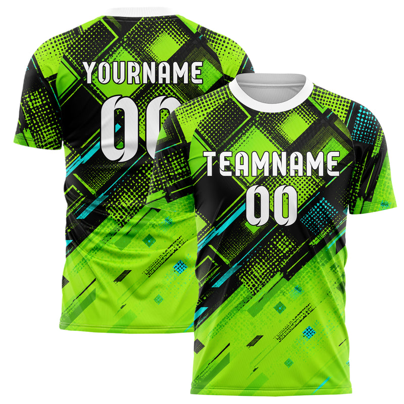 Neongruen lebendiges Rauten dichter Verlauf von oben Design 01-0288 individuelles Fußballtrikot main
