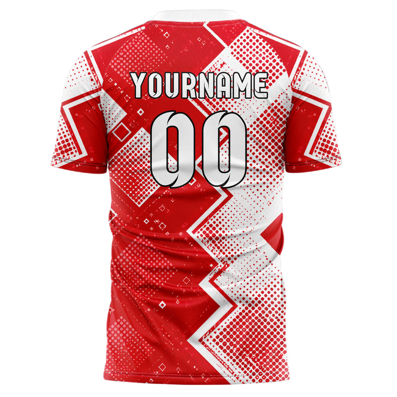 Rot klassisches Rauten Square Grid Design 01-0061 individuelles Fußballtrikot back