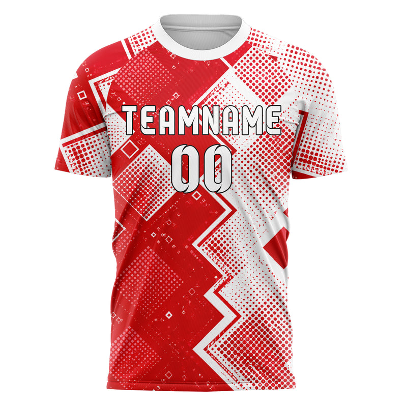 Rot klassisches Rauten Square Grid Design 01-0061 individuelles Fußballtrikot front