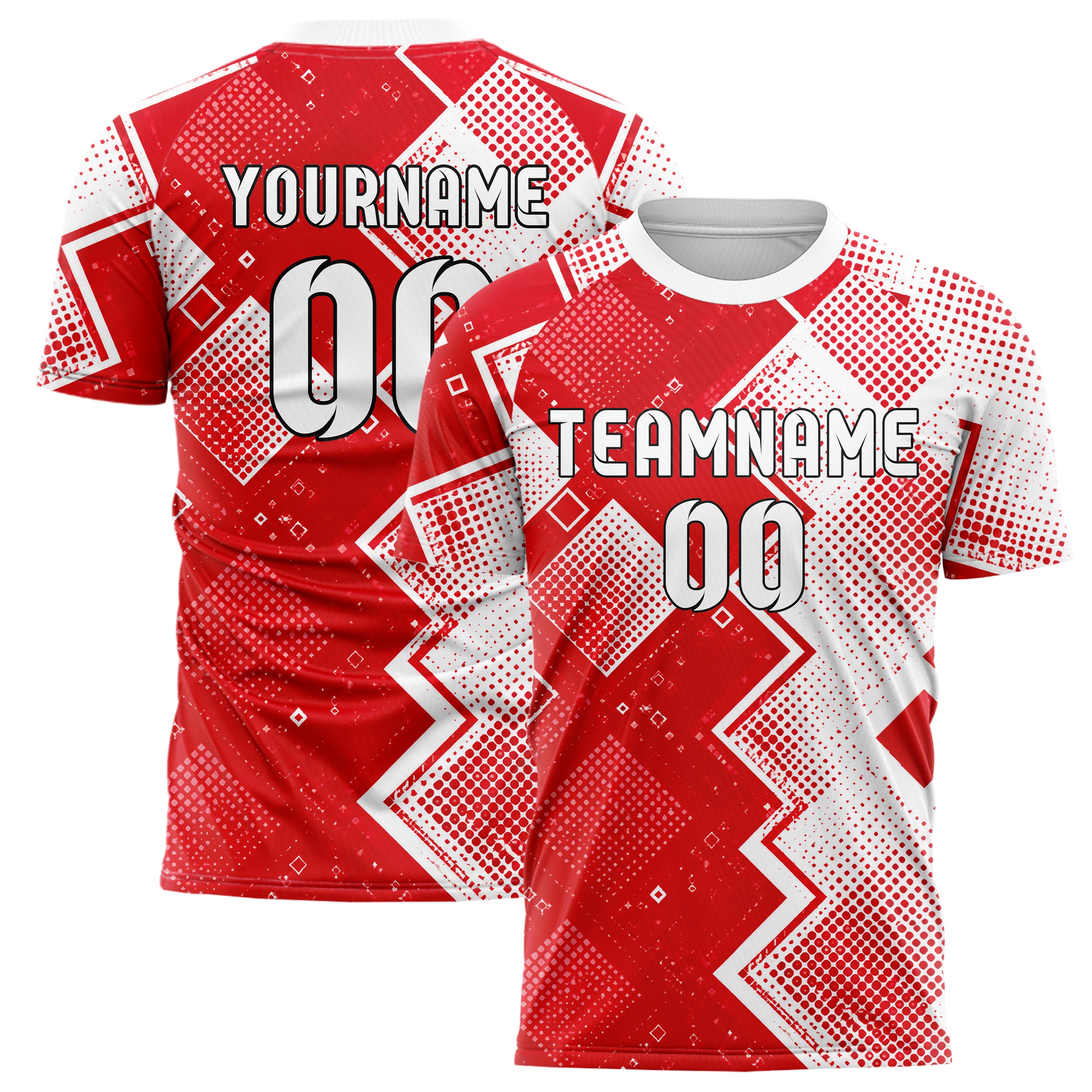 Rot klassisches Rauten Square Grid Design 01-0061 individuelles Fußballtrikot main