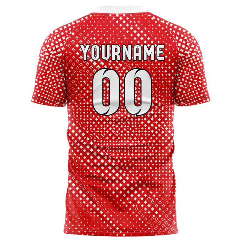 Rot klassisches Rauten radialer Center Fade Design 01-0145 individuelles Fußballtrikot back