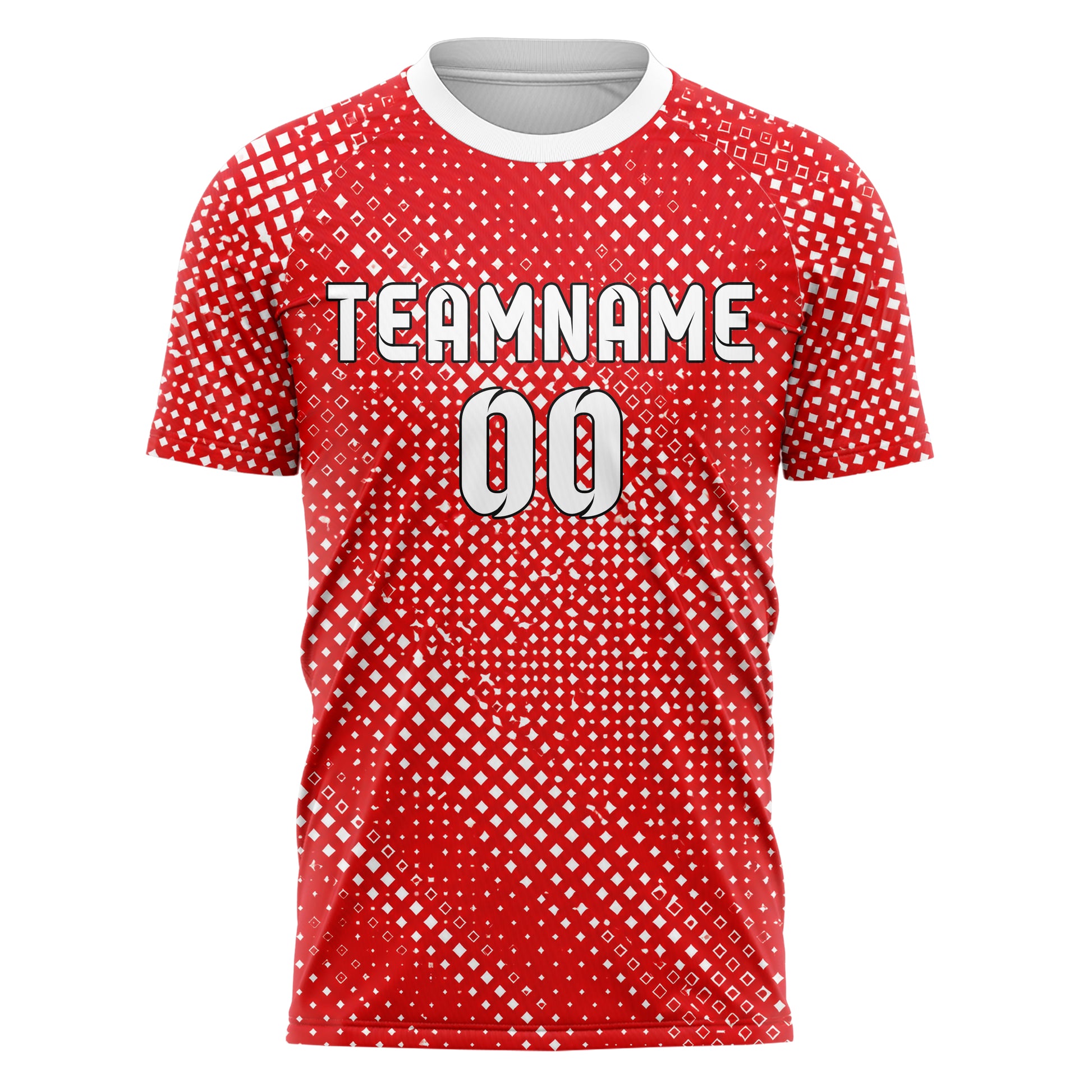Rot klassisches Rauten radialer Center Fade Design 01-0145 individuelles Fußballtrikot front