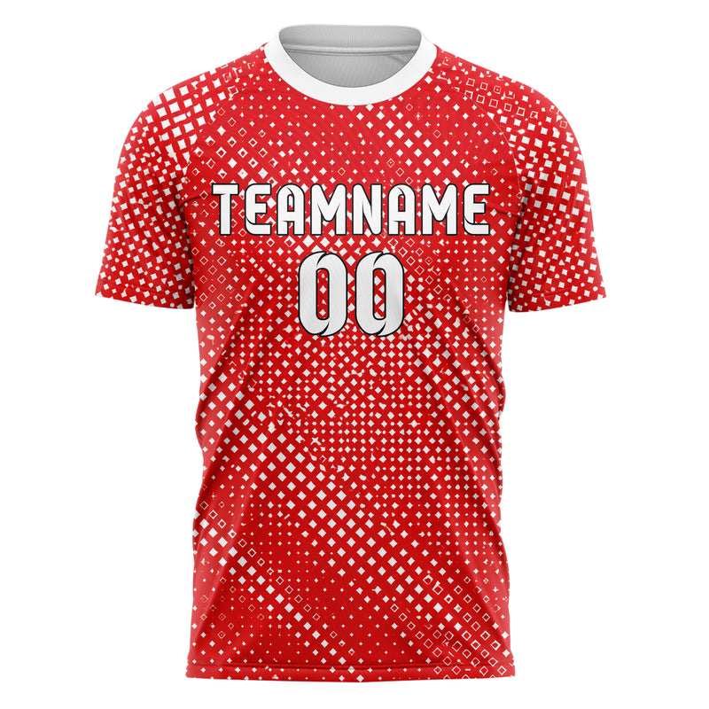Rot klassisches Rauten radialer Center Fade Design 01-0145 individuelles Fußballtrikot front