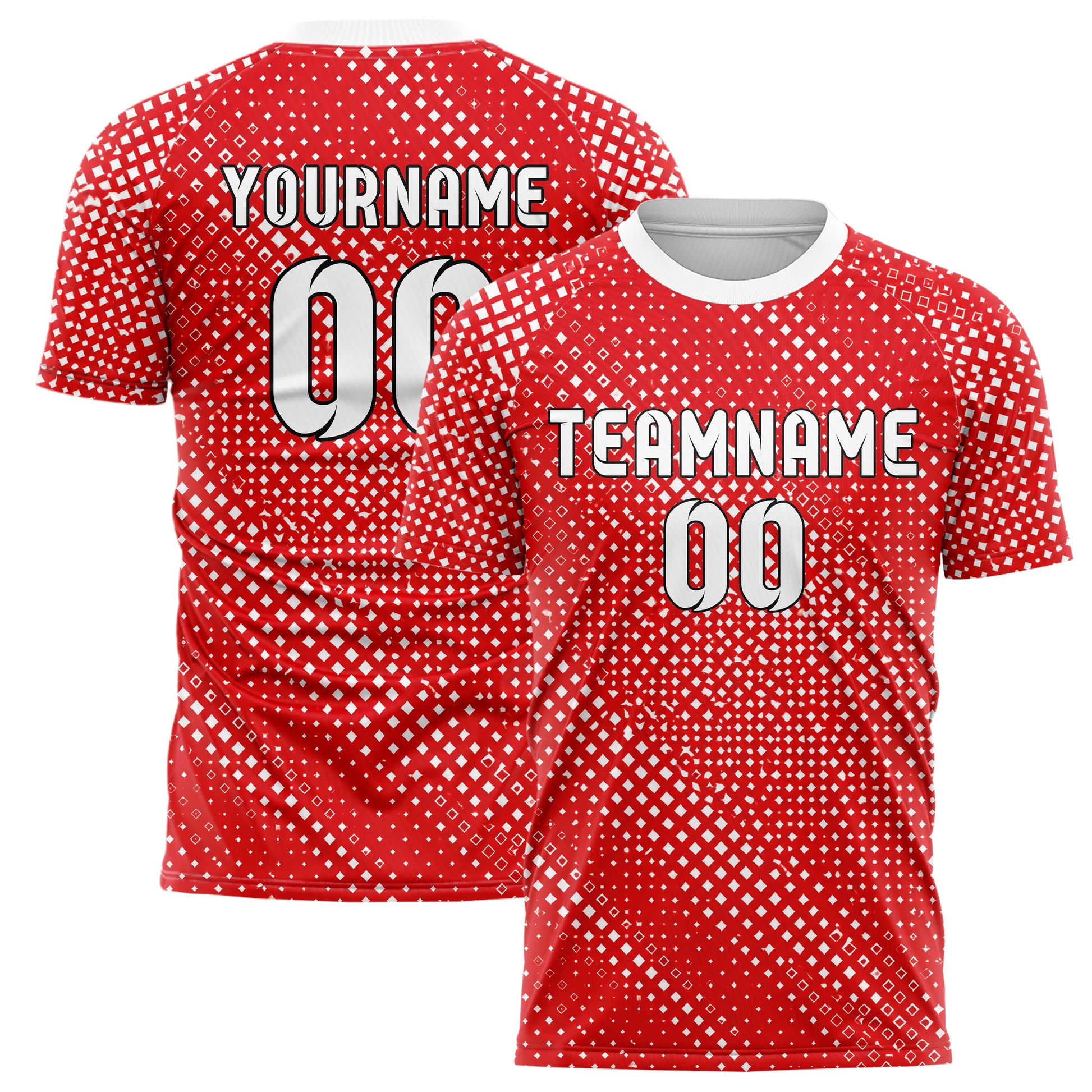 Rot klassisches Rauten radialer Center Fade Design 01-0145 individuelles Fußballtrikot main