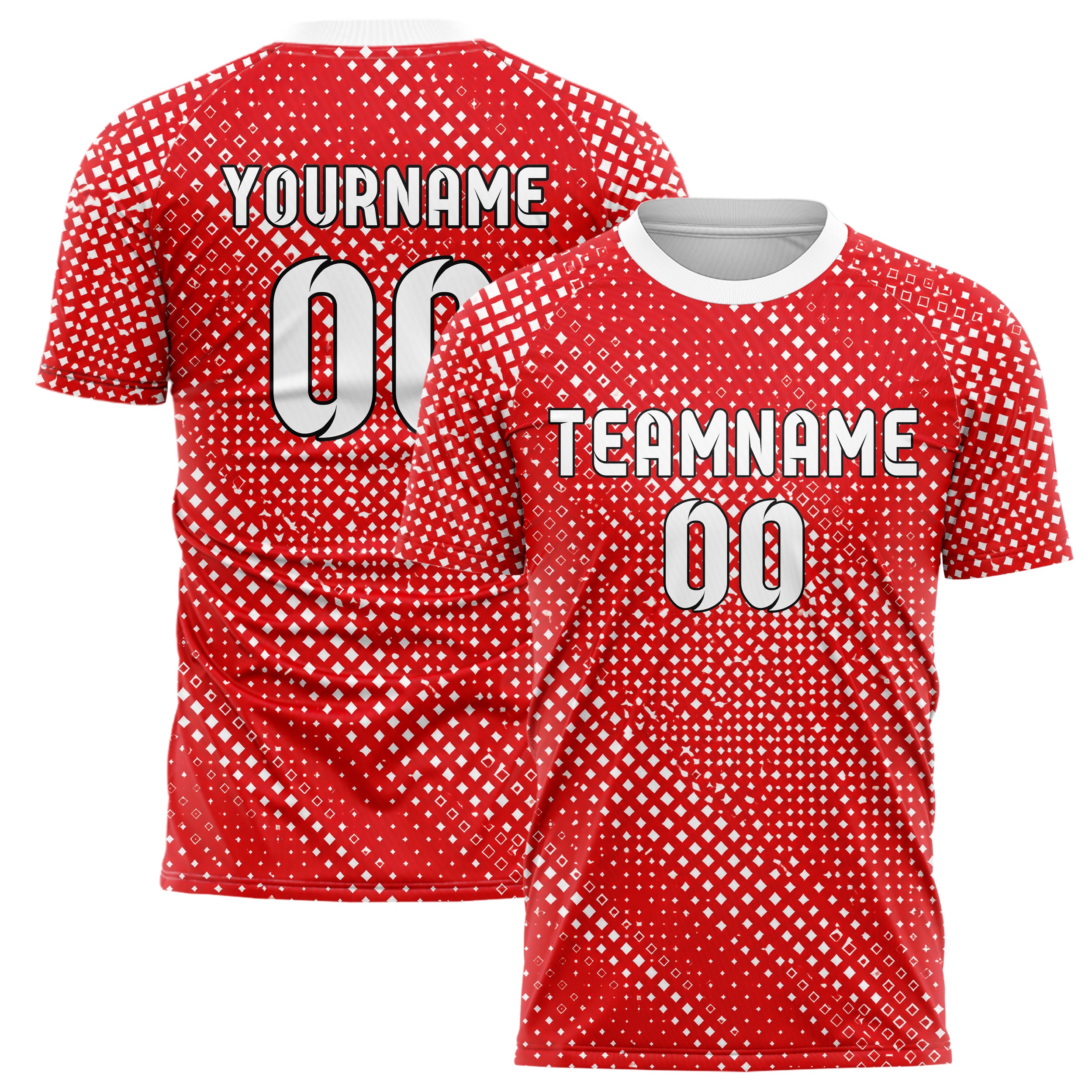 Rot klassisches Rauten radialer Center Fade Design 01-0145 individuelles Fußballtrikot main
