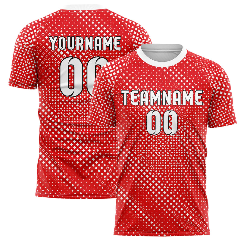 Rot klassisches Rauten radialer Center Fade Design 01-0145 individuelles Fußballtrikot main