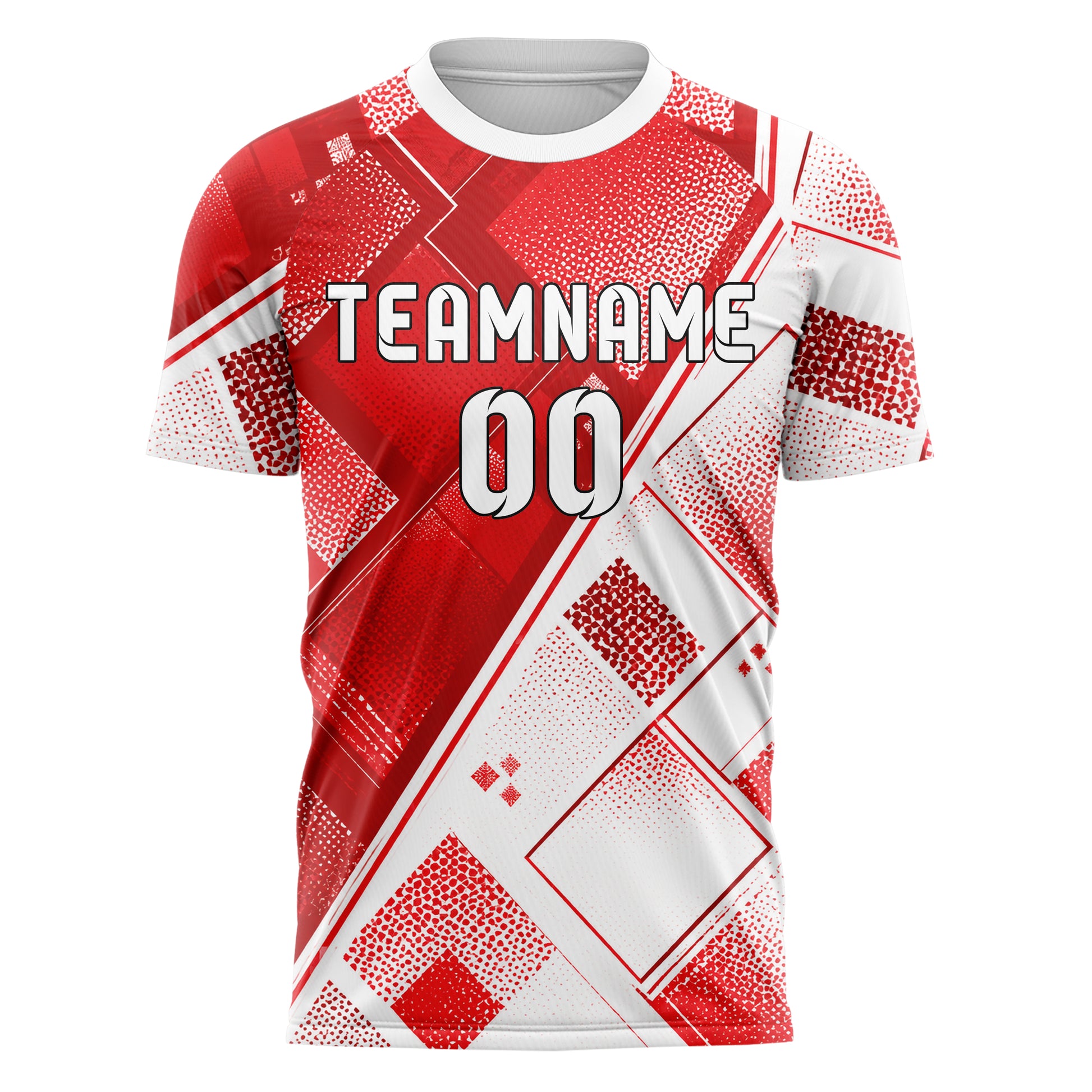 Rot klassisches Rauten diagonale Tessellation Design 01-0202 individuelles Fußballtrikot front
