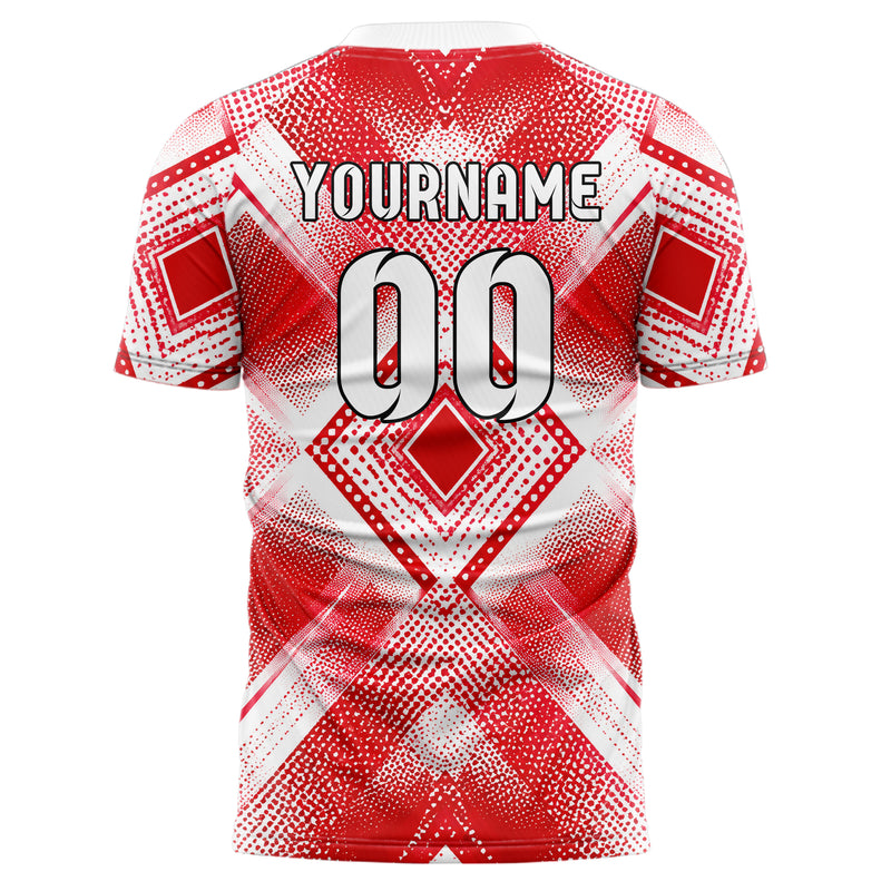 Rot klassisches Rauten diagonale Tessellation Design 01-0274 individuelles Fußballtrikot back