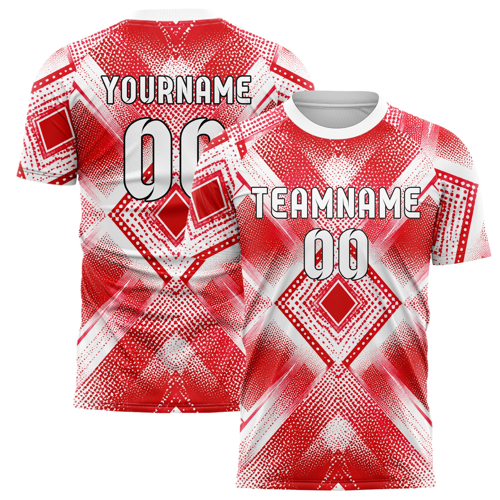 Rot klassisches Rauten diagonale Tessellation Design 01-0274 individuelles Fußballtrikot main