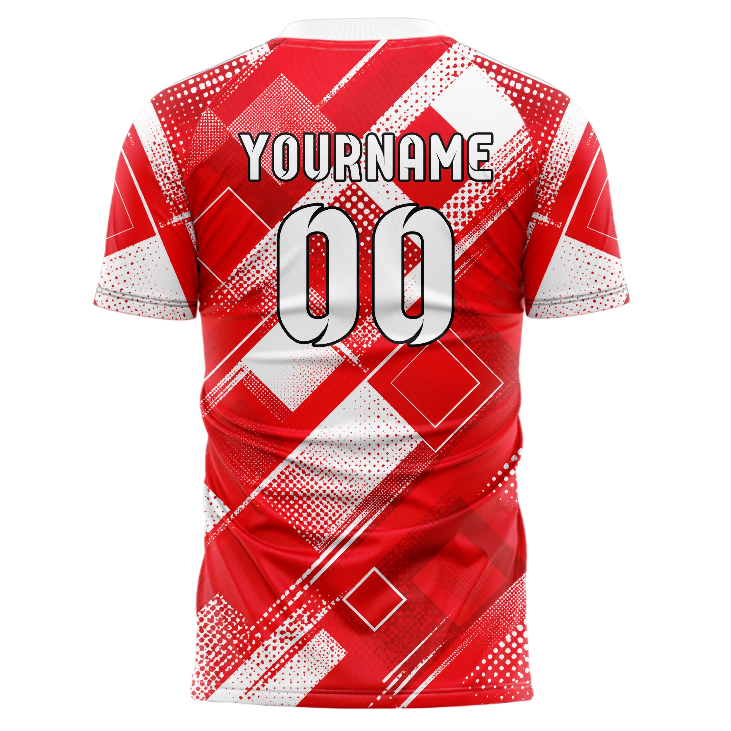 Rot klassisches Rauten diagonale Tessellation Design 01-0394 individuelles Fußballtrikot back