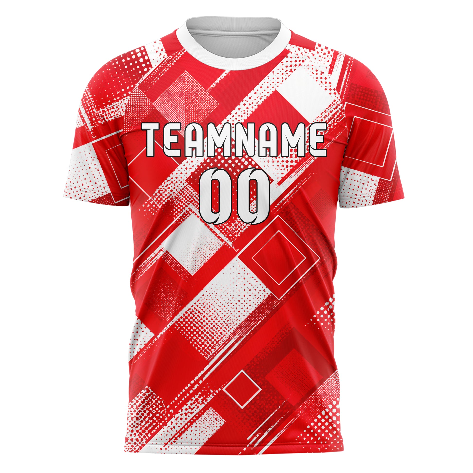 Rot klassisches Rauten diagonale Tessellation Design 01-0394 individuelles Fußballtrikot front