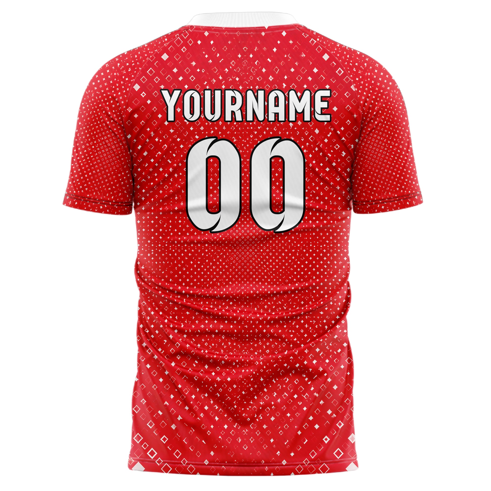 Rot klassisches Rauten Micro to Macro Gradient Design 01-0076 individuelles Fußballtrikot back