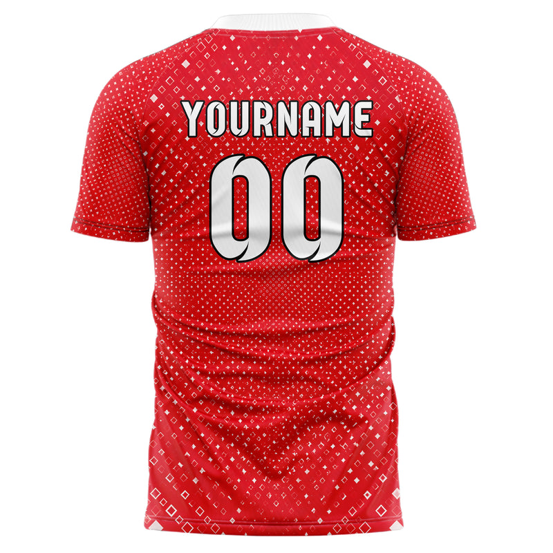 Rot klassisches Rauten Micro to Macro Gradient Design 01-0076 individuelles Fußballtrikot back
