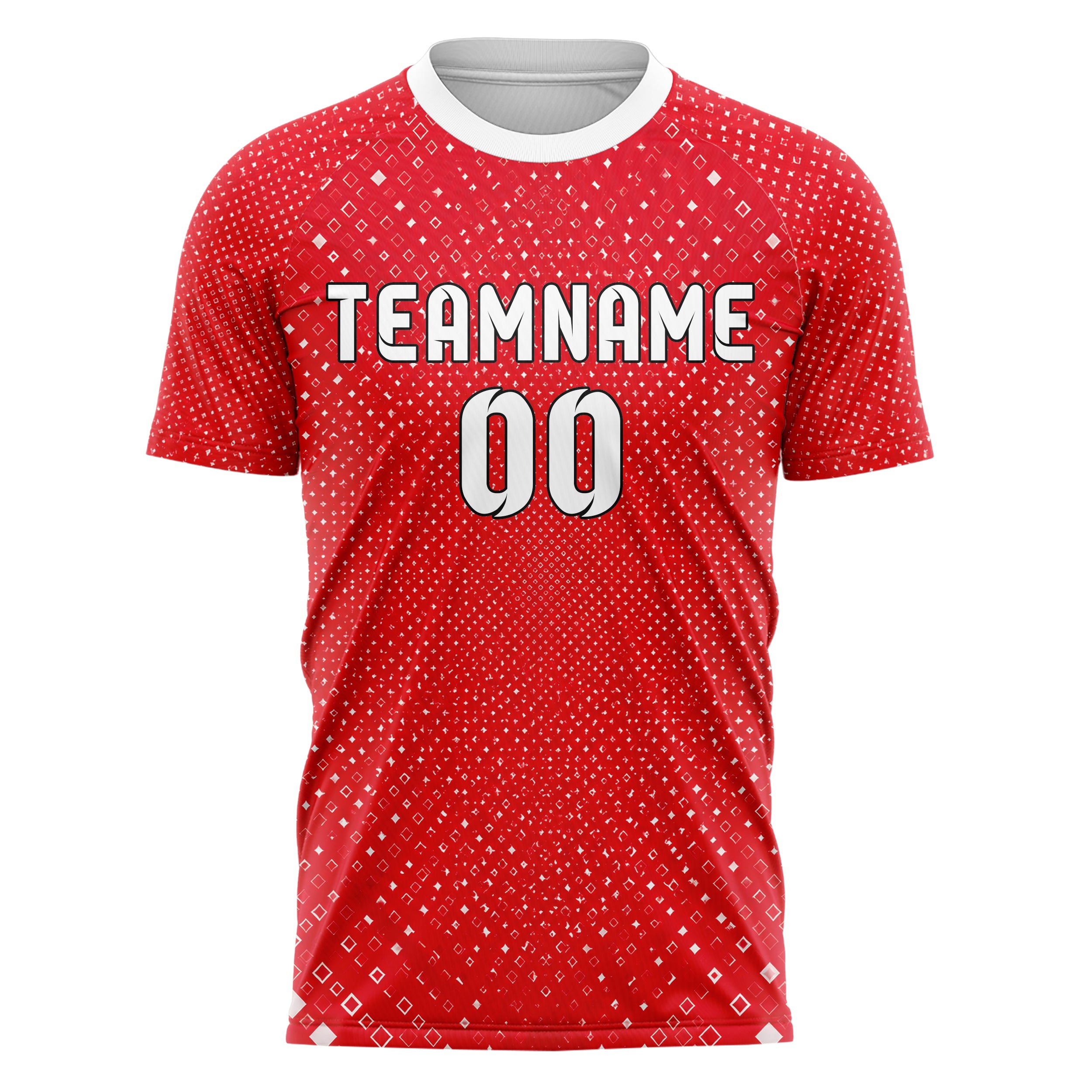 Rot klassisches Rauten Micro to Macro Gradient Design 01-0076 individuelles Fußballtrikot front