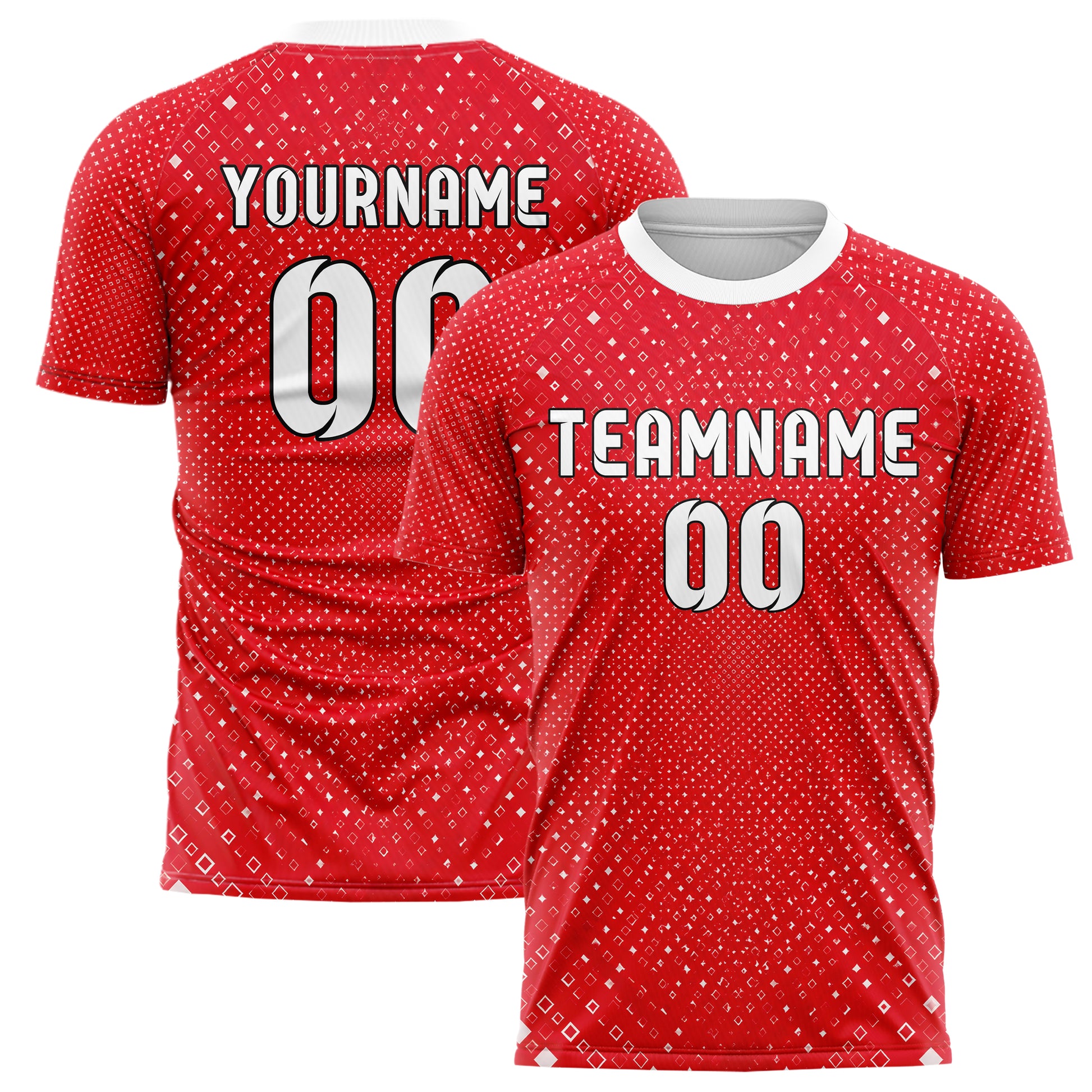 Rot klassisches Rauten Micro to Macro Gradient Design 01-0076 individuelles Fußballtrikot main