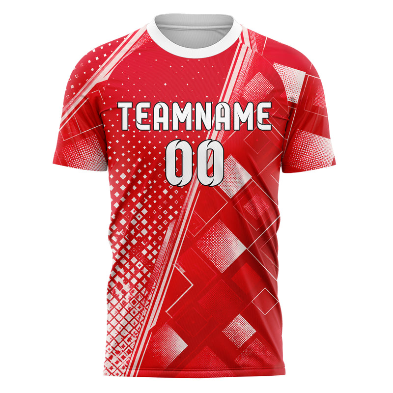 Rot klassisches Rauten Micro to Macro Gradient Design 01-0244 individuelles Fußballtrikot front