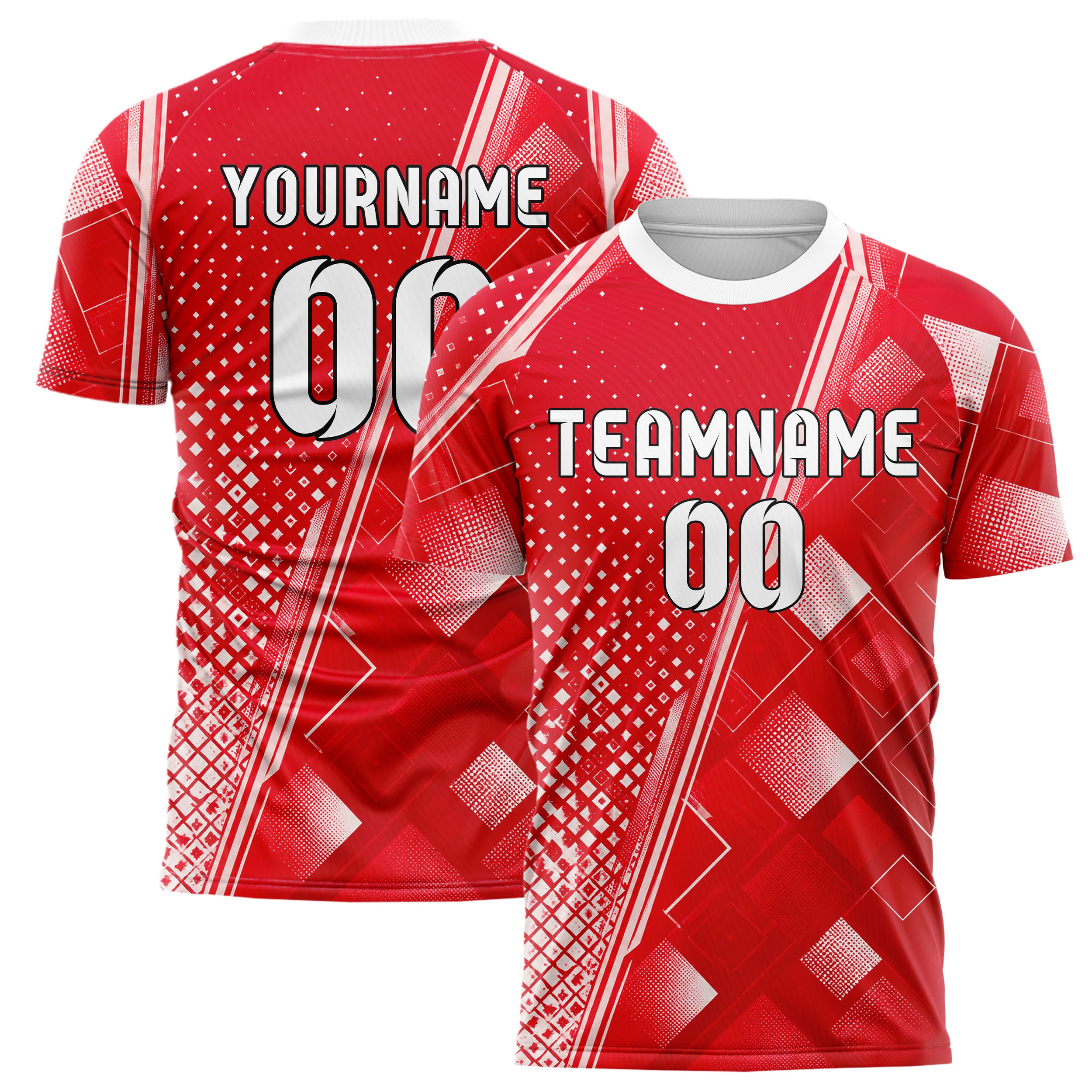 Rot klassisches Rauten Micro to Macro Gradient Design 01-0244 individuelles Fußballtrikot main
