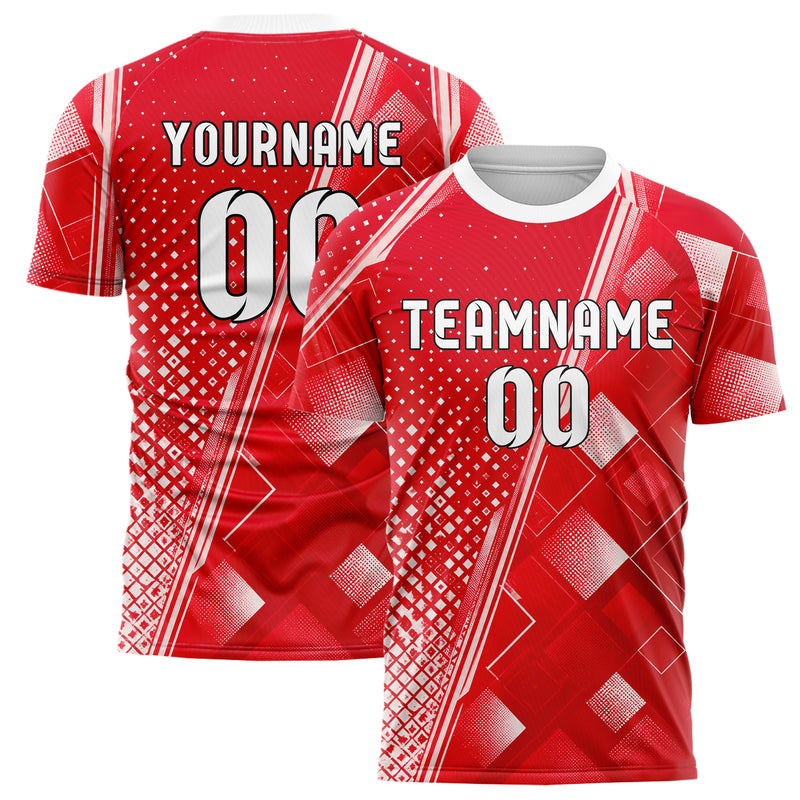 Rot klassisches Rauten Micro to Macro Gradient Design 01-0244 individuelles Fußballtrikot main
